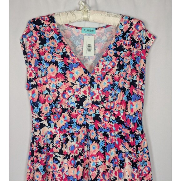 P.S. Kate Dress L Women's Floral Vneck Short Sleeve Buttery Soft Sundress - Picture 2 of 5